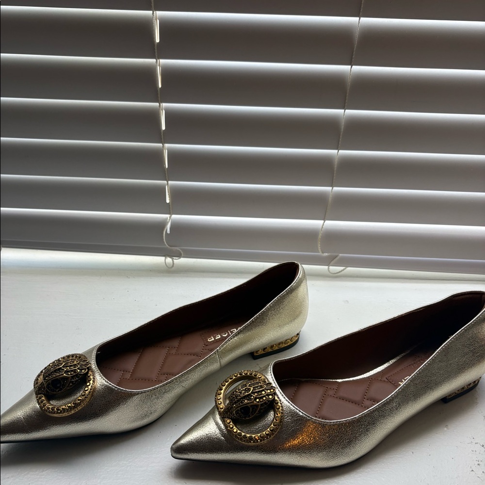 Gold Kurt Geiger flats. Worn one time. Size 40. (Similar to 8.5/9)